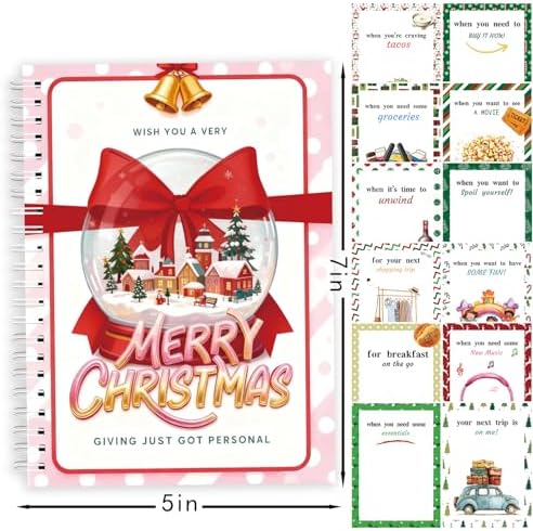 Merry Christmas Gift Card Holder Book - DIY Spiral-Bound with Surprises, College Survival & Graduation Gift, Greeting Card Keeper for Holidays （S17）