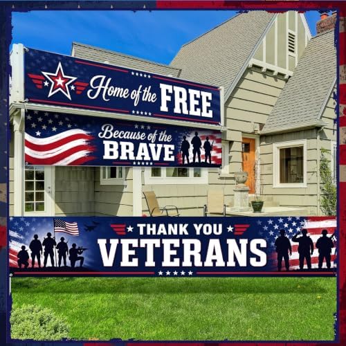 Remagr 3 Pcs Veterans Day Decorations Banner Set