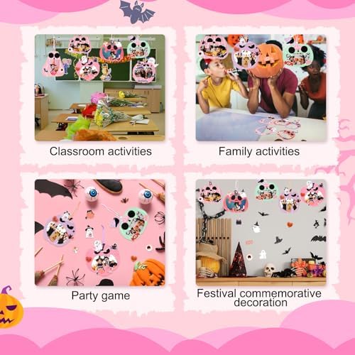 AmazingSpark 25 Pcs Halloween Picture Frame Craft Kits DIY Pumpkin Photo Frames with Halloween Stickers Hanging Pumpkin Picture Crafts for Home Party Activities Decoration