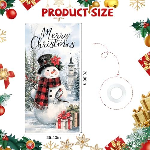 Christmas Door Cover Banner for Front Door Porch Winter Holiday Decor
