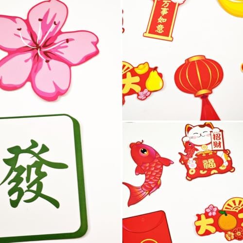 KYMY Chinese New Year Hanging Ornaments Set – 30pcs Red & Gold Lucky Decorations with Coins, Fu Charms & Lanterns, 2026 Zodiac Horse Year Spring Festival Pendants for Tree, Branch & Home Decor