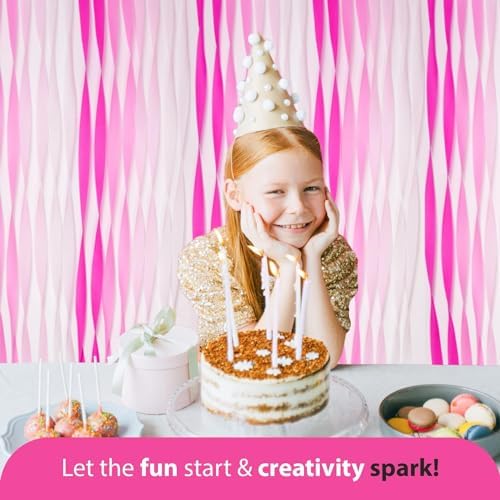 12 Pink Streamers, 984ft Pack of Crepe Paper Bachelorette Party Decorations