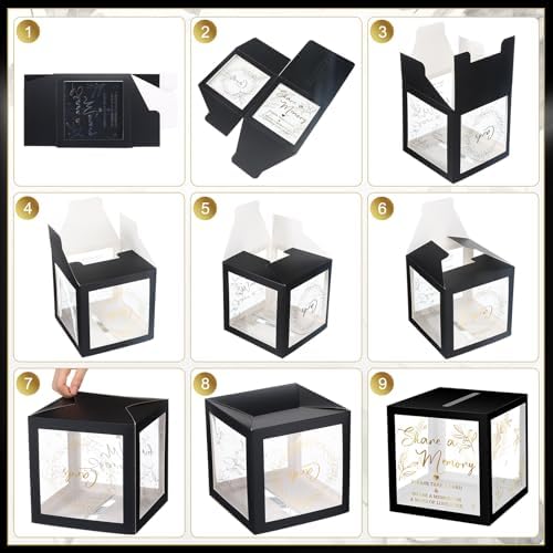 Pajean 50 Pcs Greenery Share a Memory Card, Celebration of Life Cards Box