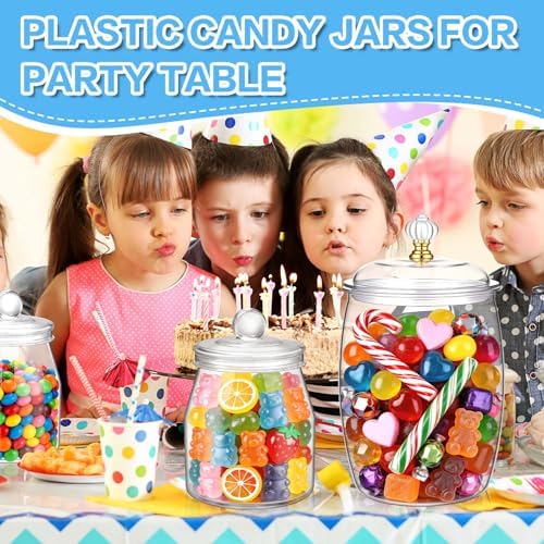 mwellewm 6PC Airtight Candy Jar with Lid and Spoon Plastic Cookie Dispenser