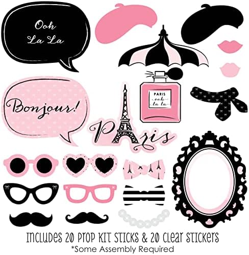 Paris, Ooh La - Paris Photo Booth Prop Kit, DIY Props - 20pc