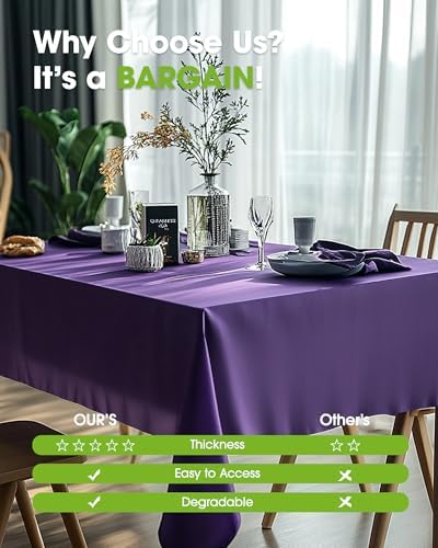 Pureegg Plastic Table Cloth Disposable 8 Pack 54 x 108 Inch, Purple