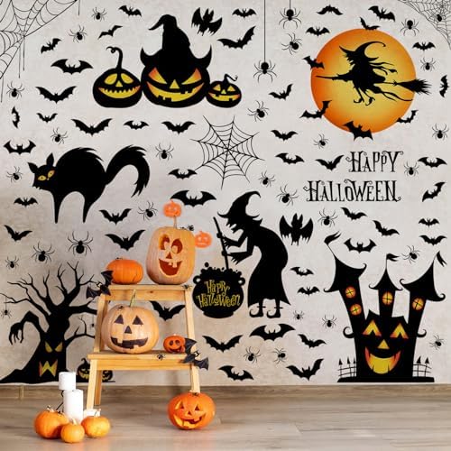 Haull 6 Sheet Watercolor Halloween Wall Stickers Halloween Wall Decals