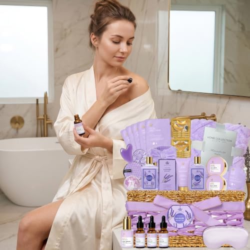 Gifts for Women, 35 Pcs Lavender Bath & Body Gift Basket, Get Well Soon Set