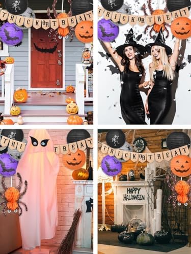Mudra Crafts Spider Bat Skeleton Pumpkin Paper Lantern Halloween Decoration
