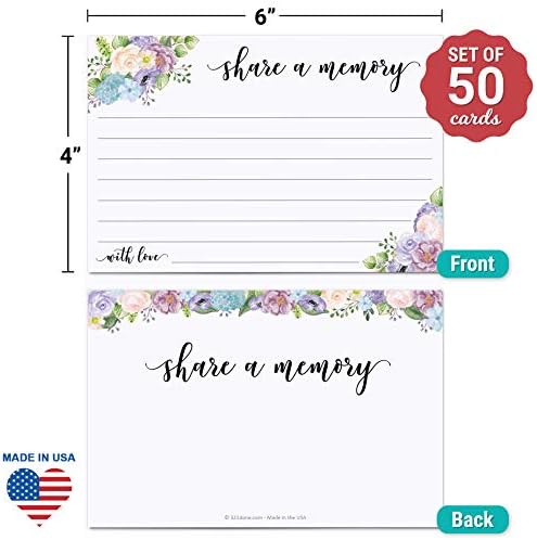 321Done Share a Memory Cards, Purple Floral, 4x6, Set of 50, White