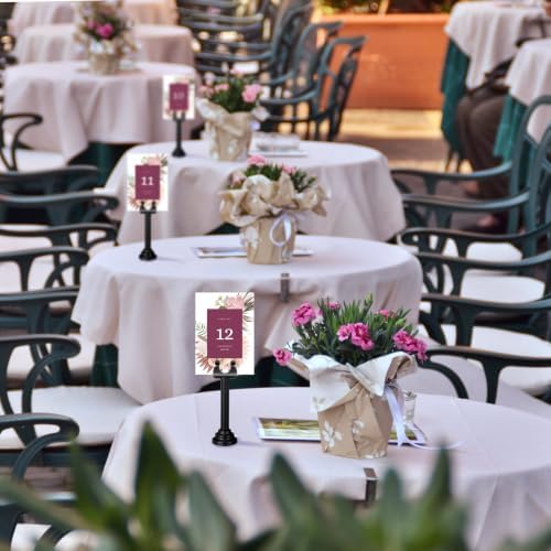 24 Pcs Black Table Number Holder Metal 3.15 in Place Card Holder