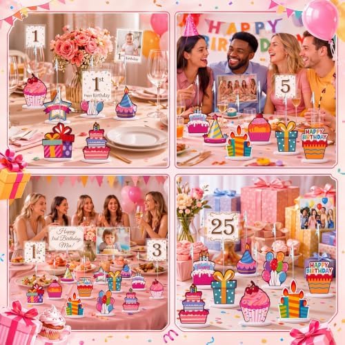 RattanView 24 Pcs Birthday Photo Holders for Centerpieces 5.5" Table Number