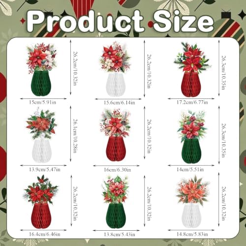 Pedel Christmas Poinsettia Flower Table Centerpiece 9Pcs