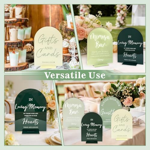 Acrylic Wedding Signs for Reception Sage Green Wedding Party Supplies 4 Pcs