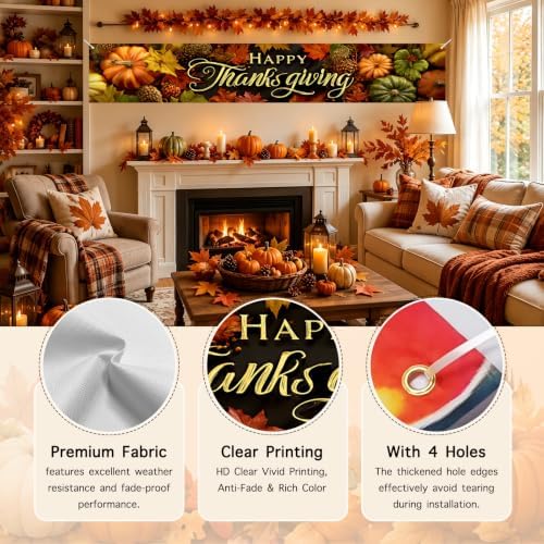 Nuxovilar Thanksgiving Banner 118.1x19.6 Inches Polyester