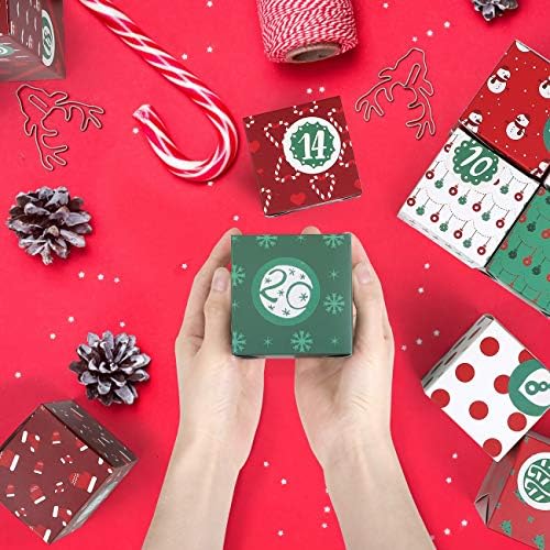 KESOTE DIY Empty Advent Calendar, 24 Cardboard Treasure Boxes with 1-24 Number Stickers Christmas Countdown Calendar for Xmas Holiday Decor