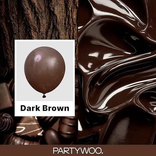 PartyWoo Dark Brown Balloons 140pcs Boho Coffee Neutral Different Sizes