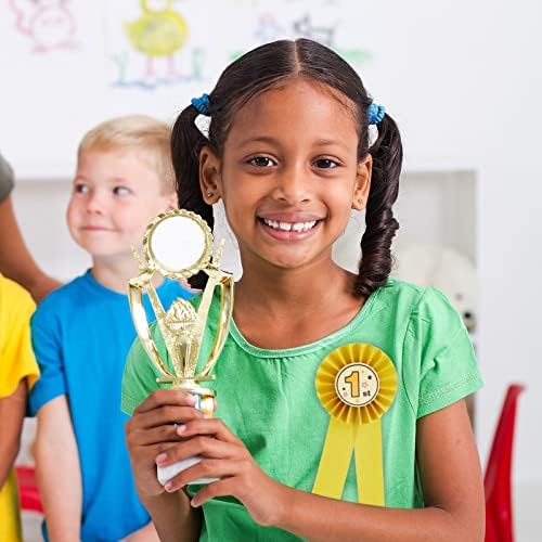 Juvale First Place Ribbons - 3.25-in Dia x 7.5-in, Gold, Silver & Bronze, Modern, 24-Pack - Peel & Stick Adhesive Polypropylene Rosettes - Field Day & Student Achievement Awards