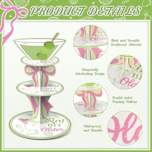 3 Tier Martini Party Decor A Tini Bit Older Birthday Cupcake Stand