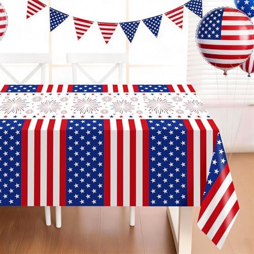3 Pack Patriotic Tablecloths,Red White and Blue Tablecloth,Patriotic Decor