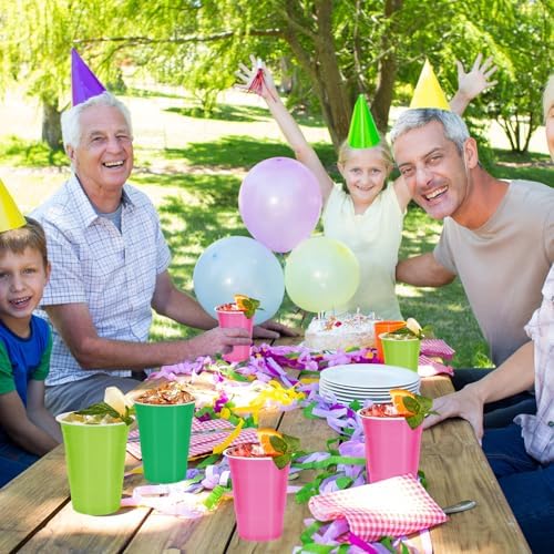 Whaline 60 Pcs Halloween Colored Plastic Cups 16 Oz Light Green Pink Green Plastic Cup Witch Party Disposable Cup for Birthday Baby Shower Party Gathering Festive Celebrations