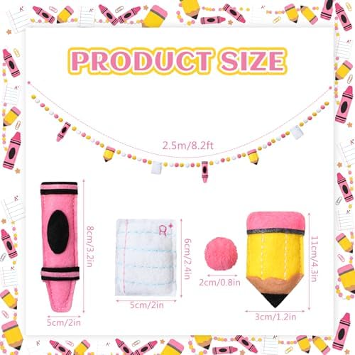 CroBlissful Back to School Felt Pom Garland, 8.2ft Classroom Pencil Banner