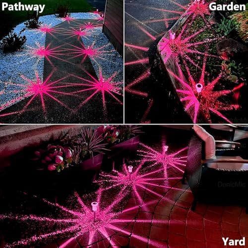 DenicMic Solar Outdoor Lights 10 Pack Pink LED Valentines/Mothers Day Decor