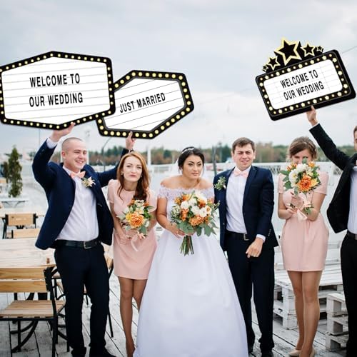 Feifeiya 6 Pack Wedding Bottle Service Sign with Letters, Classic, Black