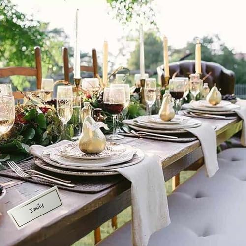 Place Cards Pack of 100 Premium Tent Name Place Cards for Table Setting with Silver Foil Border 2x3.5 inches - Perfect for Weddings, Banquets Dinner Parties and any other Events