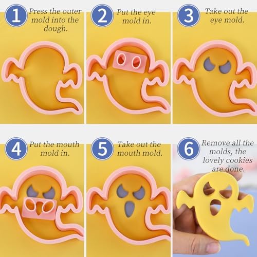 10Pcs Halloween Ghost Cookie Cutters DIY Mix Match Ghost Face Baking Molds
