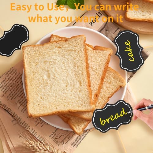 Cheese Markers, Charcuterie Labels, 50Pcs Chalkboard Cupcake Picks Charcuterie Accessories Food Label for Cheese Blank Toothpick Flags for Appetizer Signs Sandwich Birthday Party Decorations Black