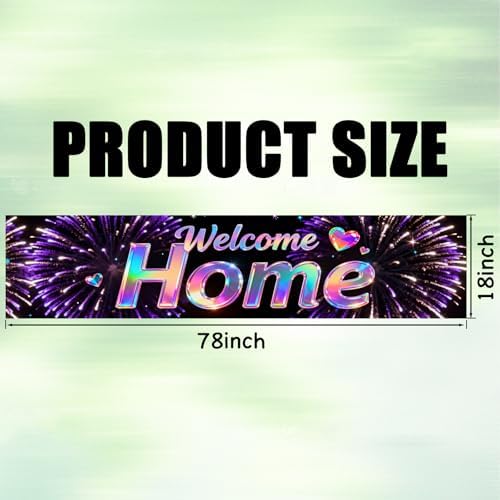 Nuxovilar Welcome Home Banner Rainbow Holographic 17.7x78.7 Polyester