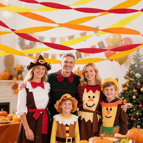Orange Streamers Party Decorations, 8 Rolls Red Orange Yellow Crepe Paper Streamers for Fall Thanksgiving Party Decorations, Birthday & Home Backdrop Decorations