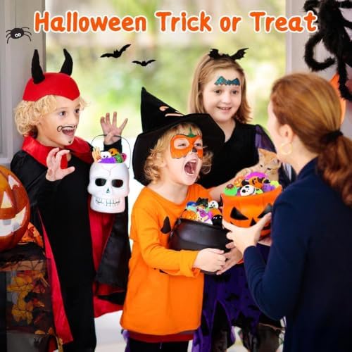 OCATO 50Pcs Halloween Mochi Squishy Toys with Pumpkin Bucket for Kids