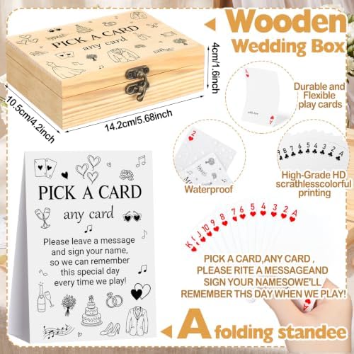 AceOrbit 57 Pack Wedding Party Guest Book Playing Cards Set with Wooden Box