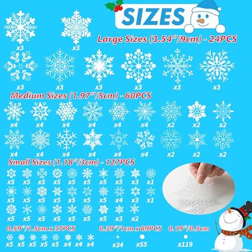 Snowflake Window Clings, Christmas Winter Window Decor