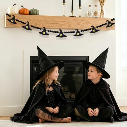 CESOF Halloween Garland Witch Hat Decorations, Adjustable Hanging Garland
