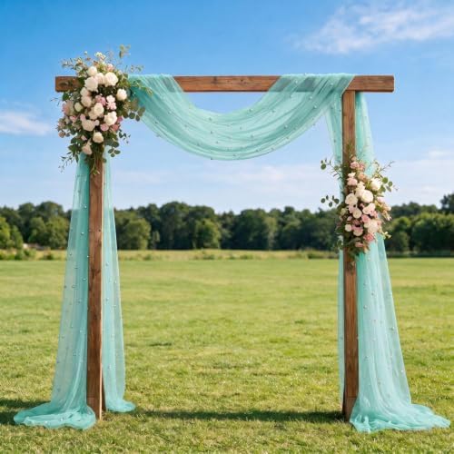 Artoid Mode 3-Pack Pearl Turquoise Gauze Table Runner 10FT Home Decor