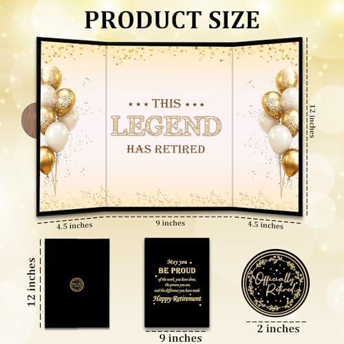 Black Gold Retirement Party Decoration - This Legend Has Retired Guest Book - Alternative Signature Book for Women Men-Golden Signing Card Board-Retirement Gifts For Farewell Party Supply & Favors-A06
