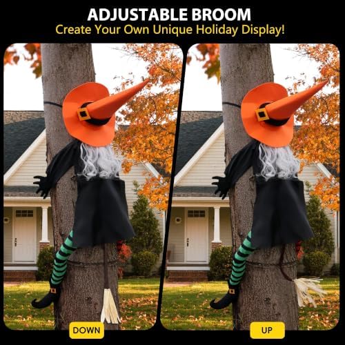 53" Witch Crashing into Tree Halloween Outdoor Decoration