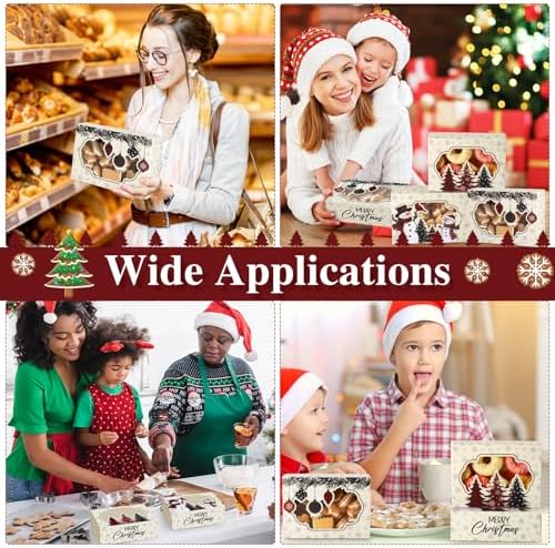 Eaasty 24 Pcs Christmas Cookie Boxes with Window Bulk, Classic