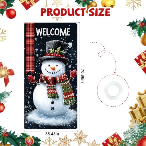 Christmas Door Cover Banner for Front Door Porch Winter Holiday Decor