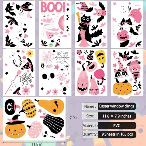 105Pcs Halloween Window Clings, Halloween Window Stickers for Party Decor