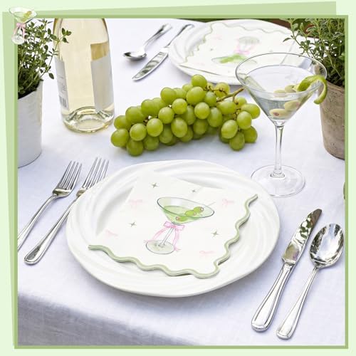 Natnarr 50 Pk Martini Napkins 6.5" Scalloped A Tini Bit Older Napkins