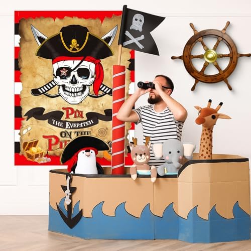 Faccito Pirate Party Games Pin The Eye Patch on The Pirates Birthday Decor