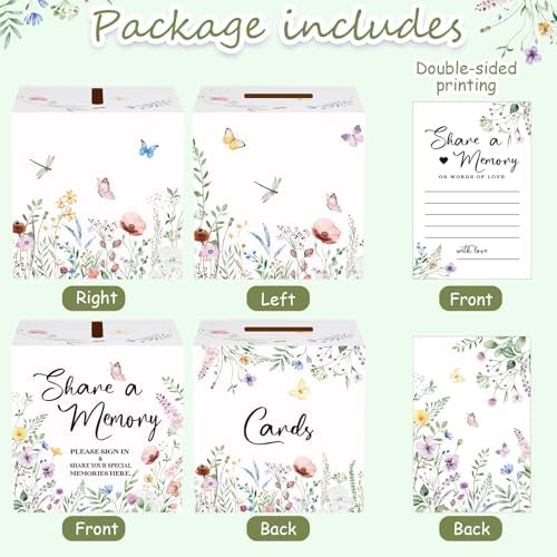 Fainne 50 Pcs Floral Share a Memory Cards with Celebration of Life Box