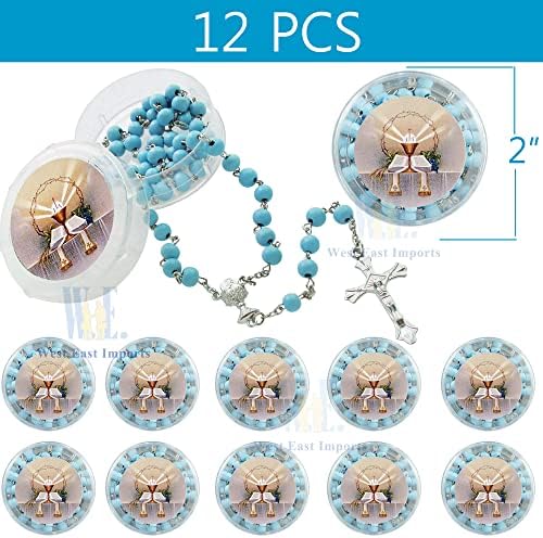 WE 12-Pack First Holy Communion Scented Rosary Favors with Box and Bag