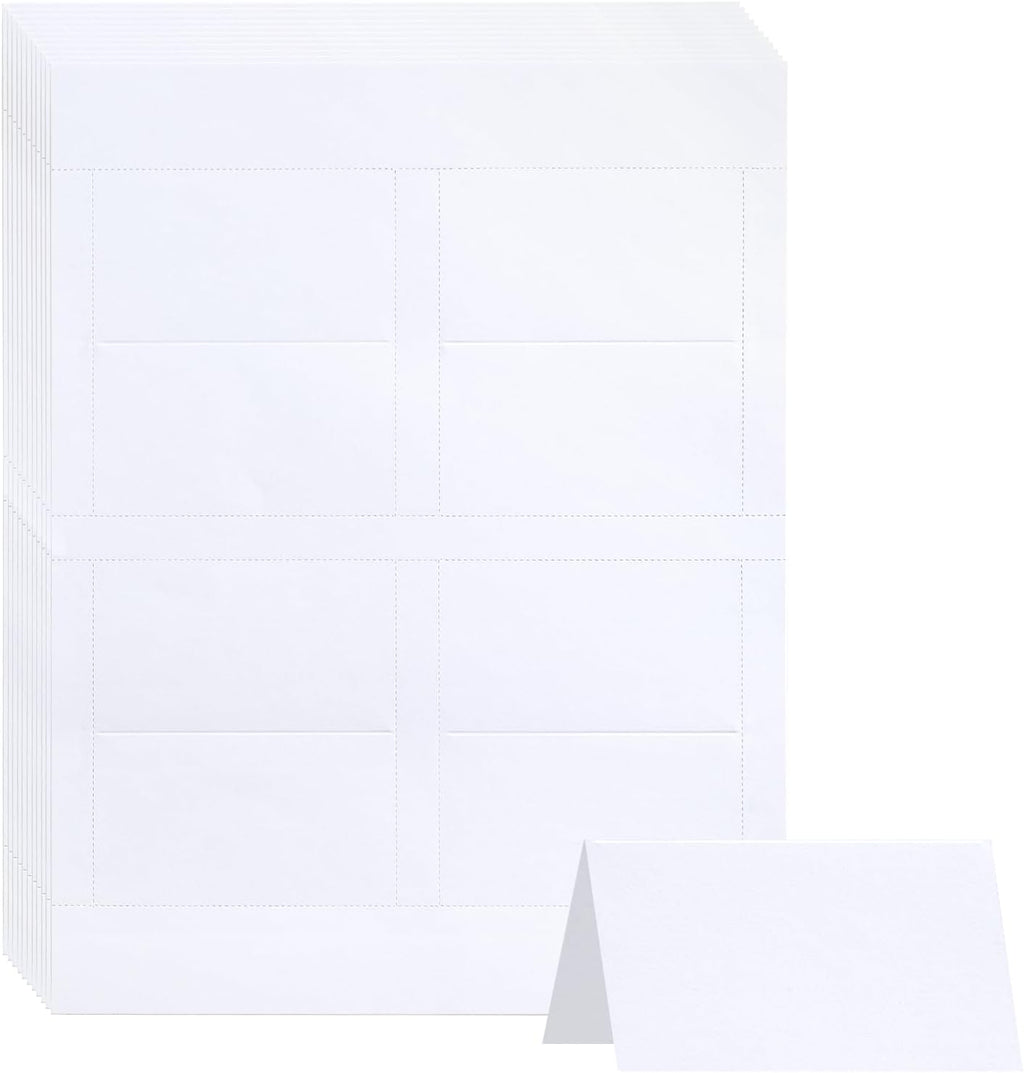 Place Cards Pack of 100 Premium Tent Name Place Cards for Table Setting with Silver Foil Border 2x3.5 inches - Perfect for Weddings, Banquets Dinner Parties and any other Events