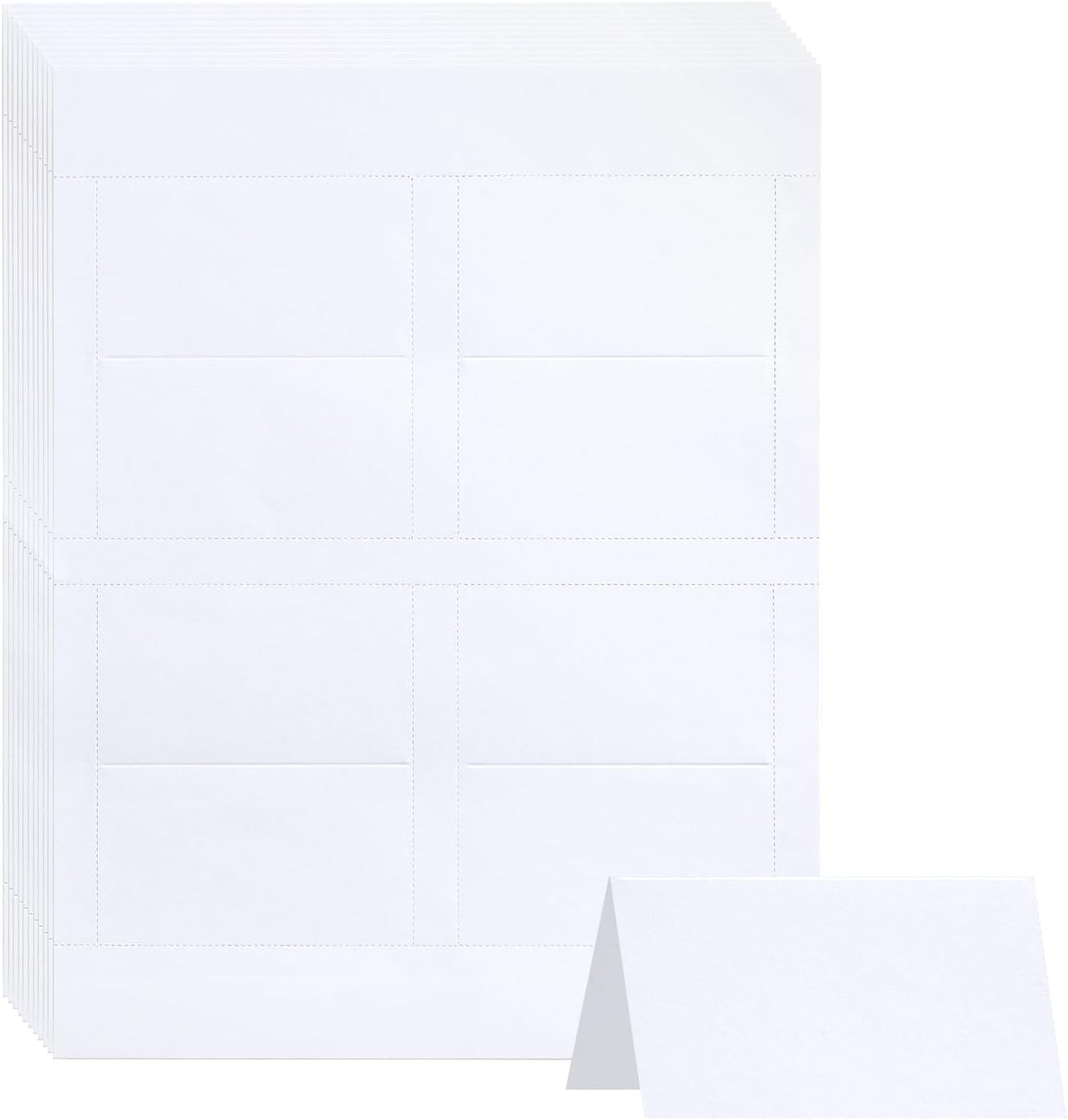 Place Cards Pack of 100 Premium Tent Name Place Cards for Table Setting with Silver Foil Border 2x3.5 inches - Perfect for Weddings, Banquets Dinner Parties and any other Events
