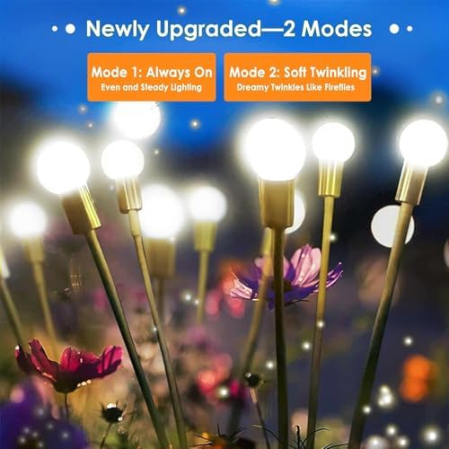 Solar Garden Lights Outdoor 8 Pack 64 LED Solar Firefly Lights Cool White